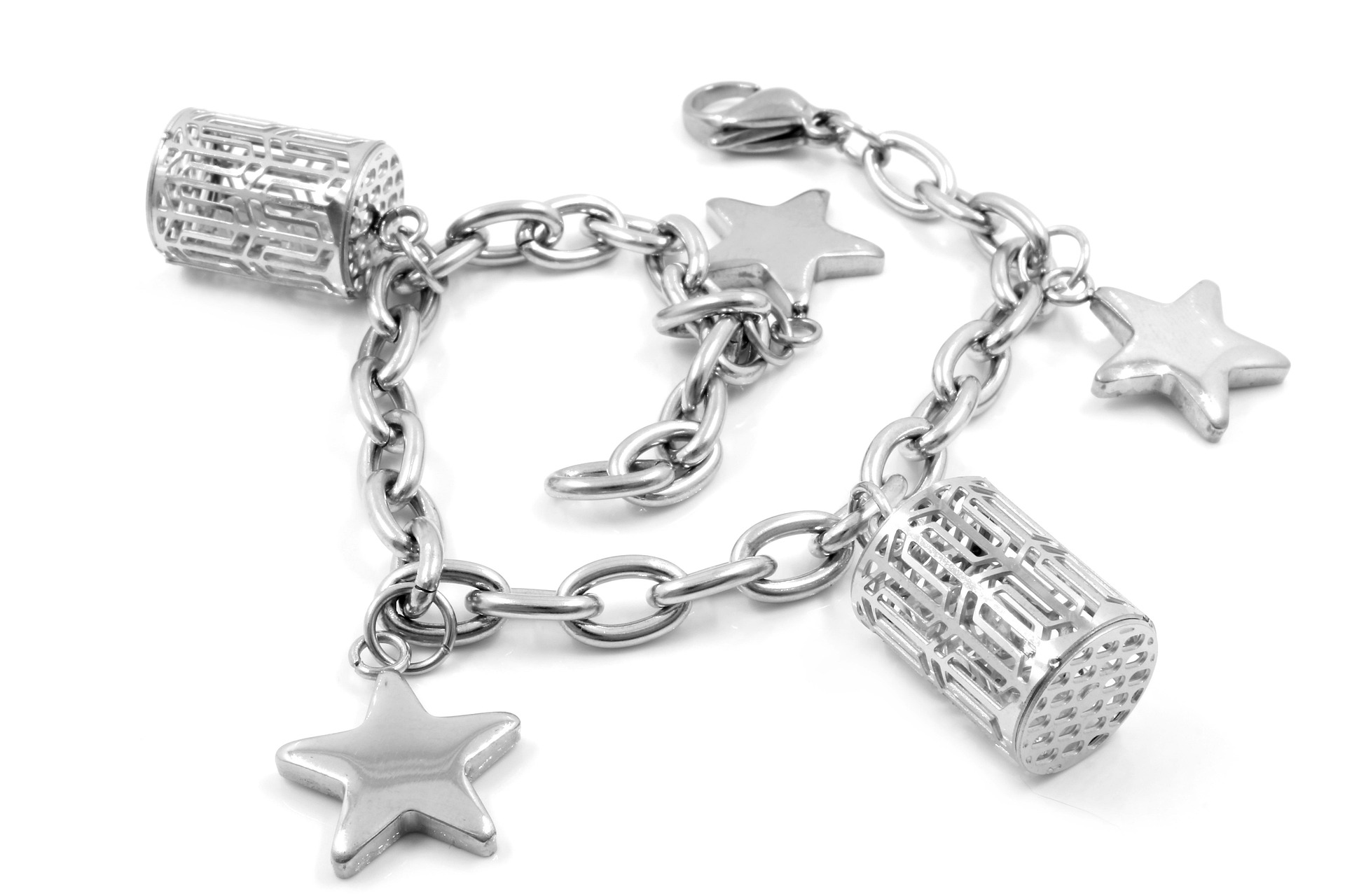 Stainless steel charm bracelet
